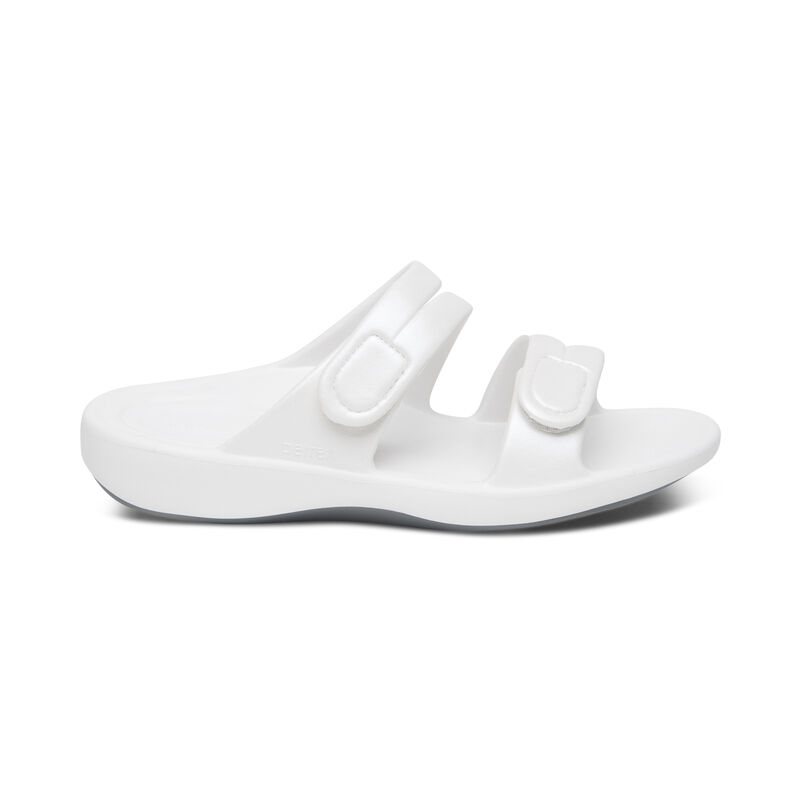 Dép sức khoẻ nữ Aetrex Janey Sport White - Dép quai ngang nữ mềm nhẹ, không thấm nước