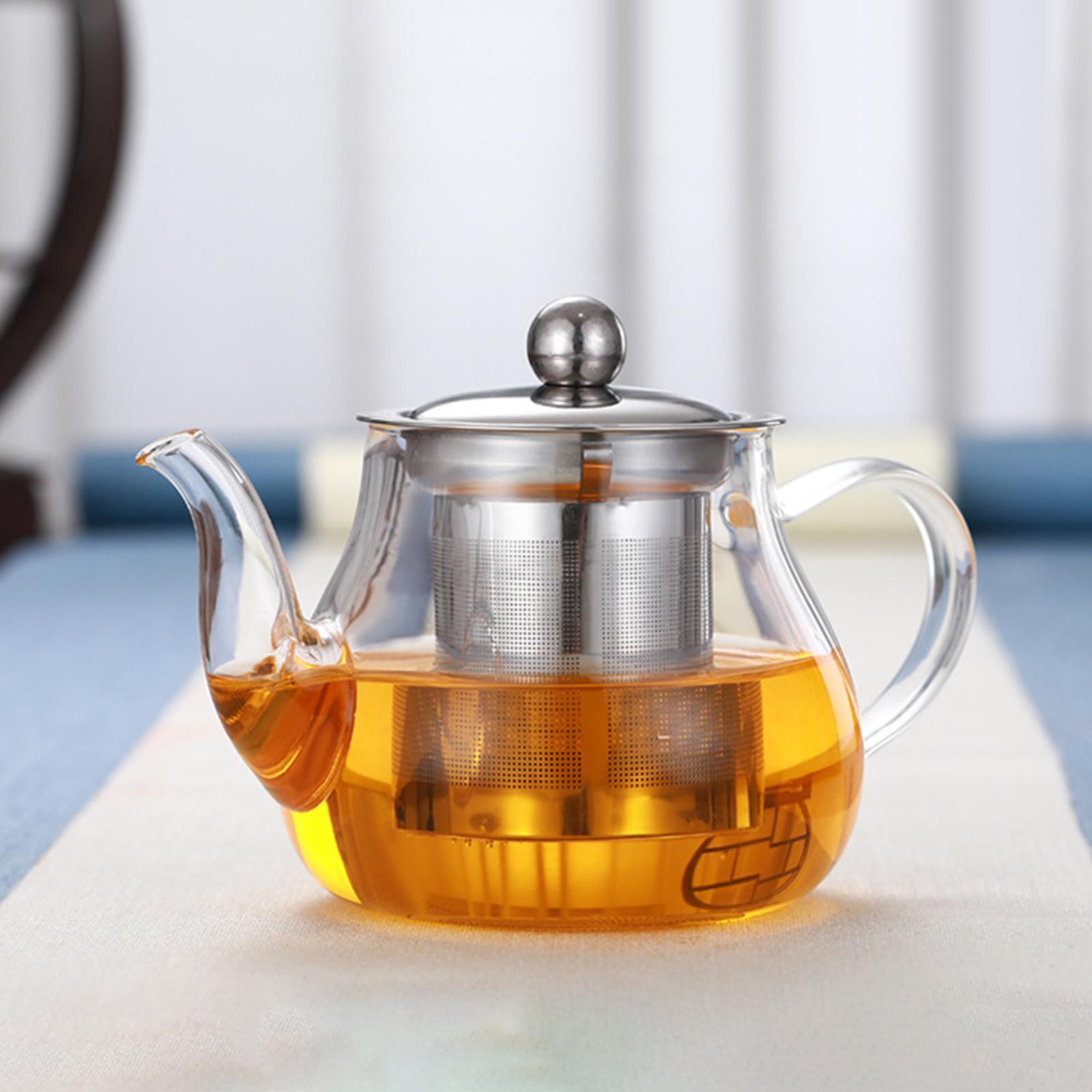 Glass Teapot Blooming Loose Leaf Heatproof with Tea Strainer Tea Pot
