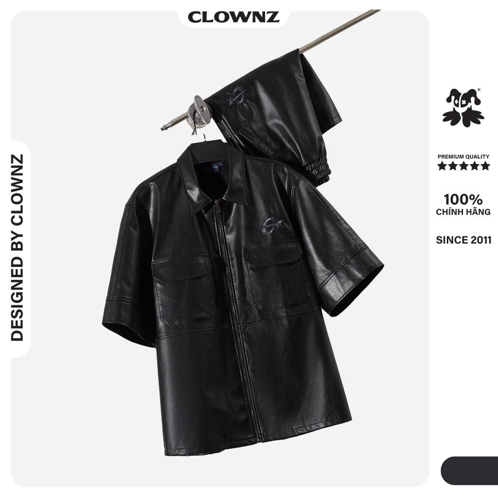 Set áo khoác da C-star Black Leather, da tổng hợp unisex nam nữ form rộng