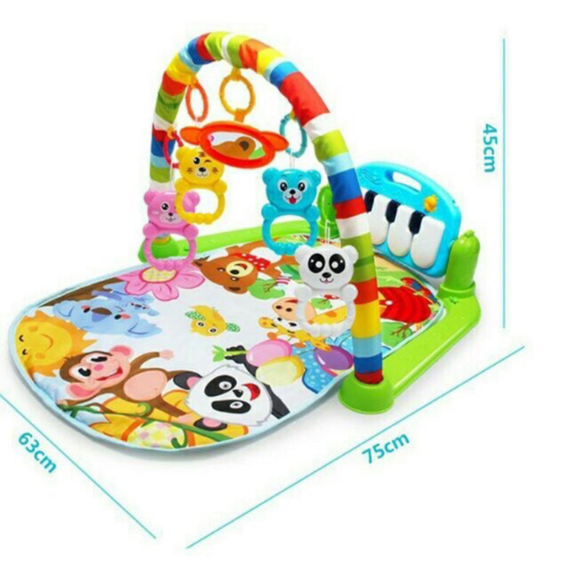 Thảm nhạc Piano cho bé từ 0-36 tháng in hình khỉ con có nhạc và xúc xắc, shop tặng Pin đi kèm