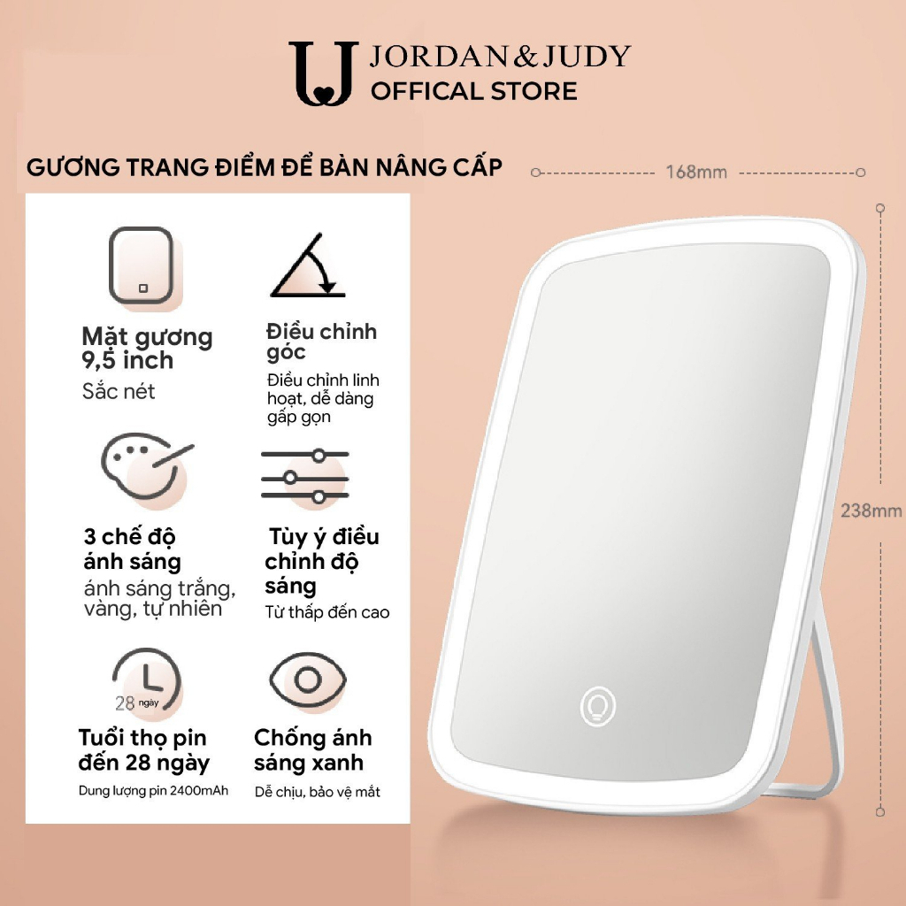 Gương trang điểm để bàn có đèn LED Xiaomi Jordann Judy NV026 - Hàng Chính Hãng