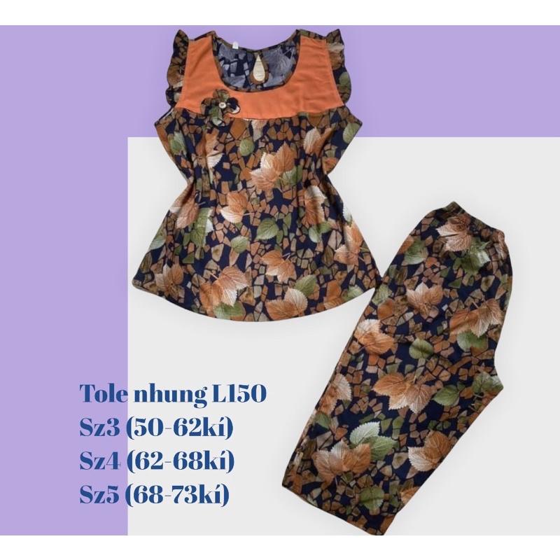 Đồ bộ Tole lửng nhung thiết kế phối màu