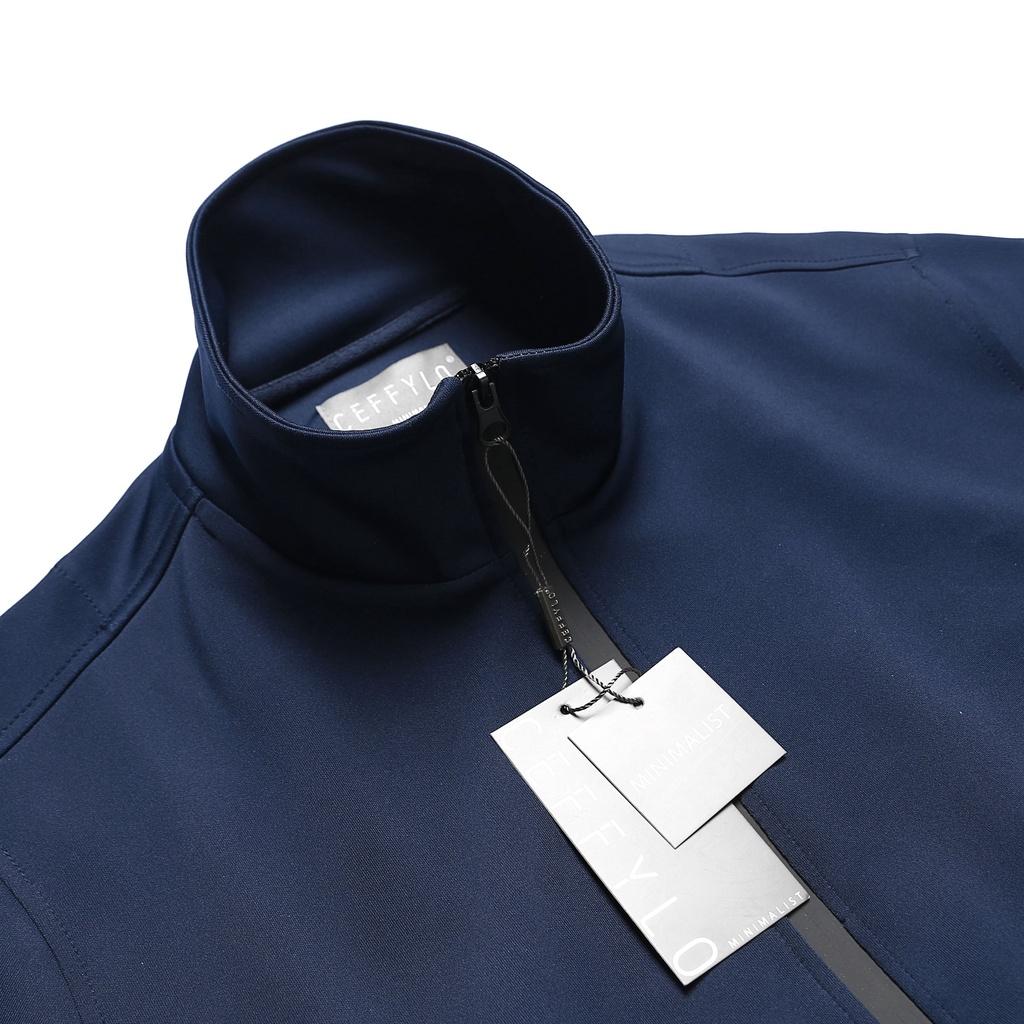 Áo Khoác Nỉ Cổ Dựng Xanh Navy Trơn, Chất Liệu Nỉ Mềm Mịn – CEFFYLO