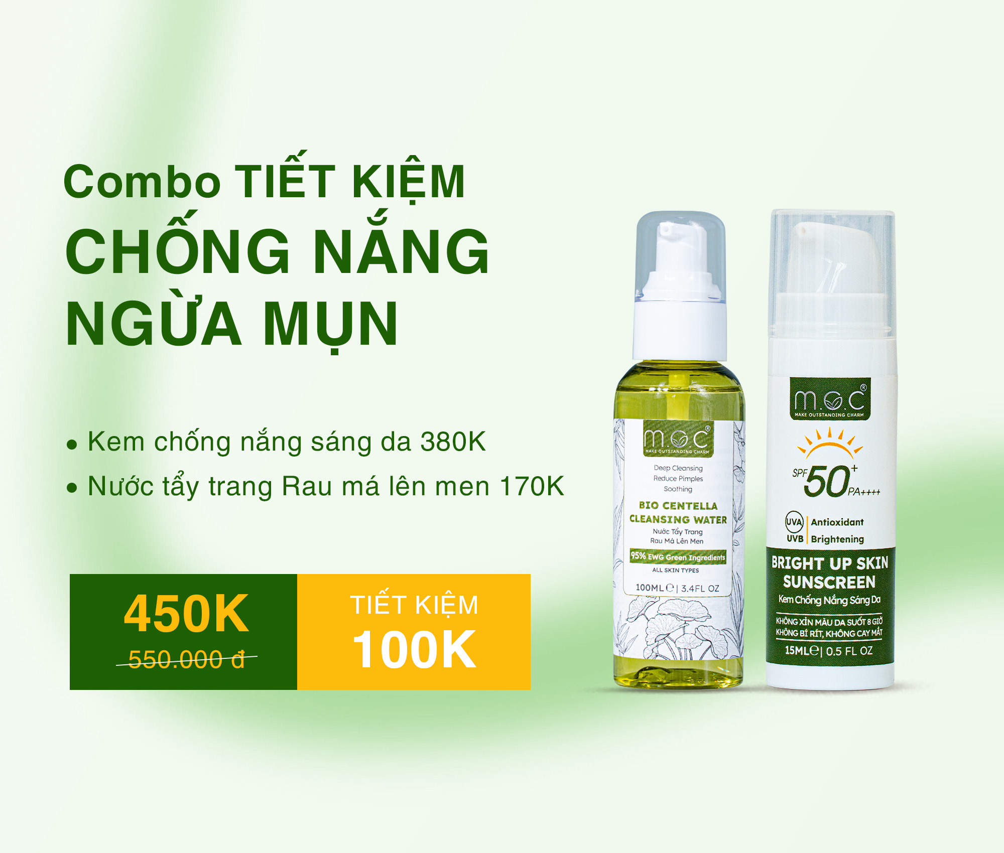 COMBO CHỐNG NẮNG, NGỪA MỤN