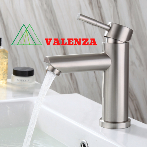 Vòi lavabo nóng lạnh inox sus304 Valenza LVT01 thân tròn kèm dây cấp nước-hàng chính hãng
