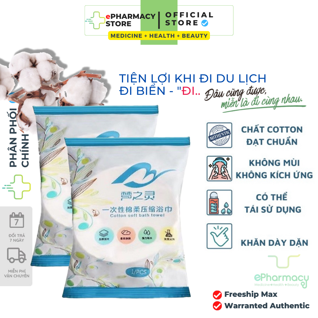 Khăn tắm nén cotton - Viên khăn nén du lịch tiện lợi 70x140cm - ePharmacy