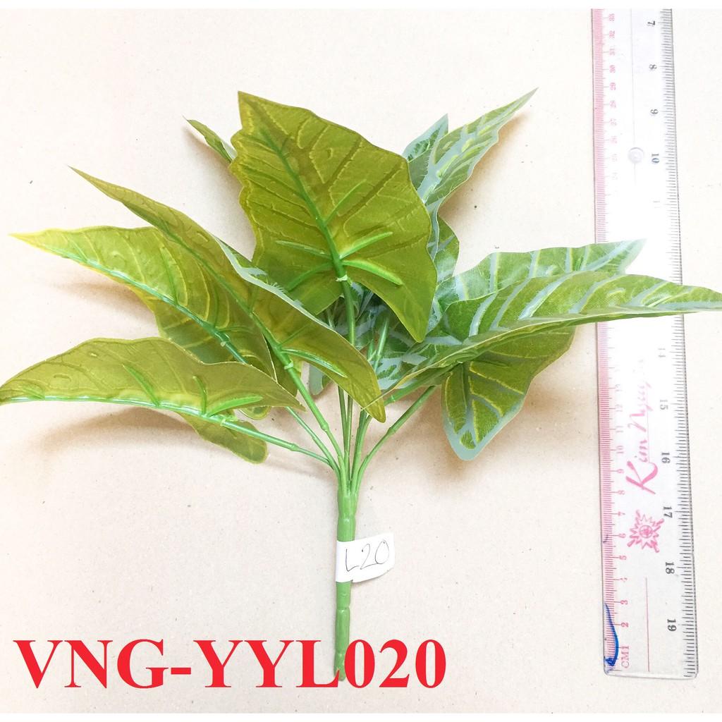 Cây môn Quan Âm lá sọc - cây giả trang trí 30cm, 9 nhánh lá - YYL20
