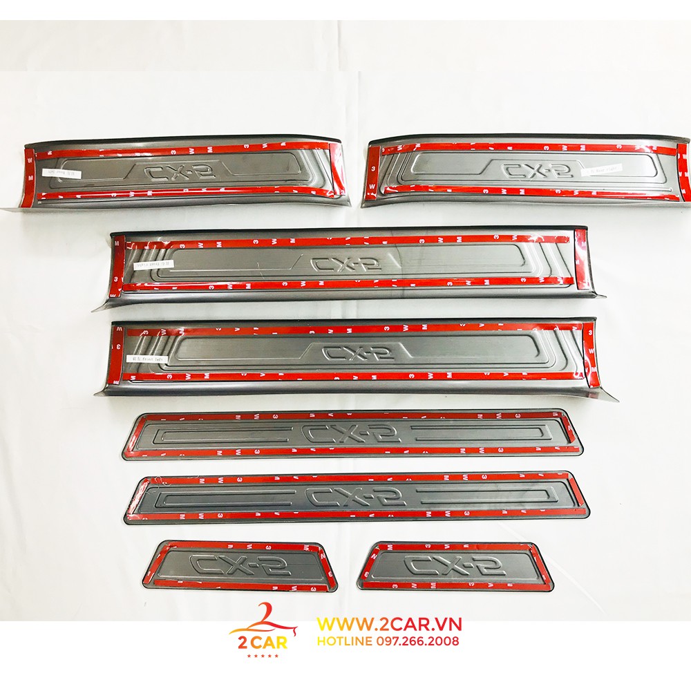 Ốp bậc cửa, nẹp bước chân Trong, Ngoài Xe Mazda Cx5 2018- 2020,2021 2022 chất liệu Titan