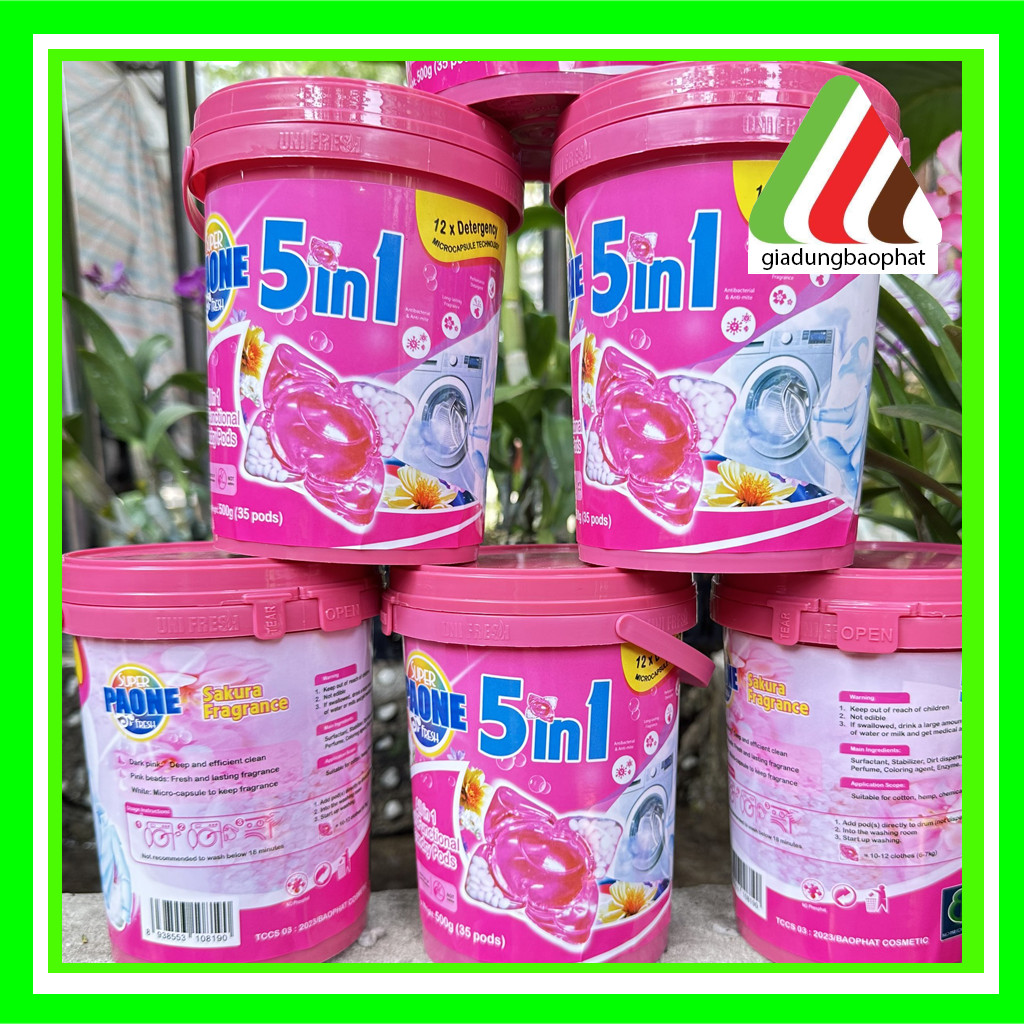 Viên Giặt Paone 5 in 1  35 Viên/Hộp Mới, Dễ Sử Dụng, Tiện Lợi Và  Tẩy Trắng Vết Bẩn Tức Thì