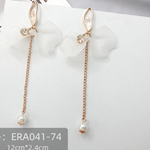 Bông Tai Dáng Dài Hình Cánh Hoa Đơn Giản Phong Cách Hàn Quốc