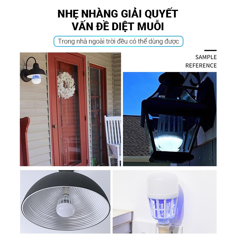 Bóng đèn LED 15w, đui E27 AC 150-220V, chức năng chiếu sáng kiêm sát thủ diệt muỗi và côn trùng