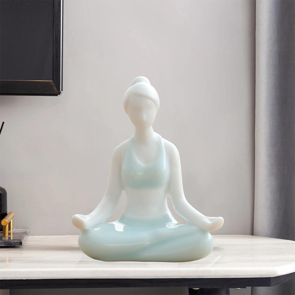 Ceramic Yoga Figurine Sculpture Statue Bedroom Desktop Cabinet Decoration