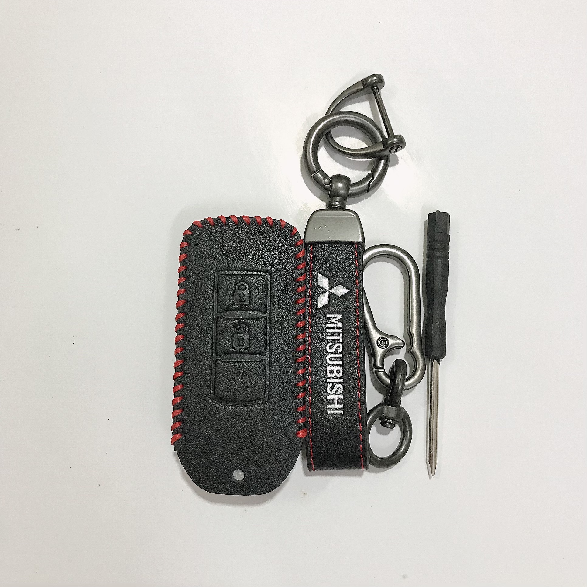 Vỏ bọc chìa khóa thông minh da bảo vệ Mitsubishi Xpander Outlander Montero Attrage có móc khóa chữ mitsubishi