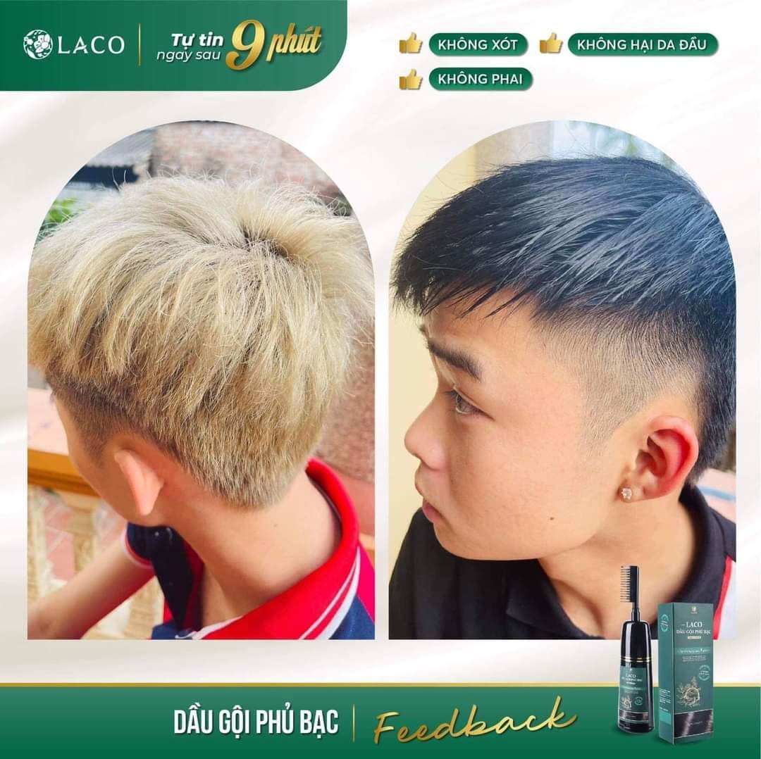 Dầu Gội Phủ Bạc LACO Black Hair, Nhuộm Tóc Đen Thảo Dược Chỉ Sau 9 Phút, Nhuộm Tại Nhà An Toàn 200ml