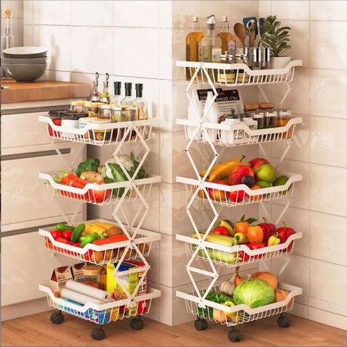Kệ Bếp Rau Quả Xếp Gọn Nhật Bản 4 tầng CarbonSteel White