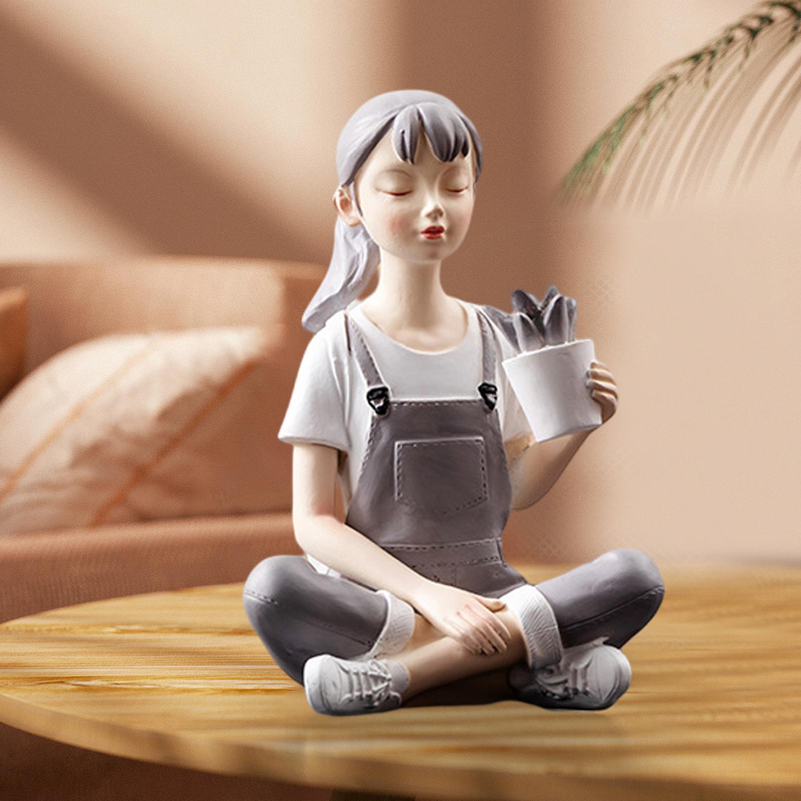 Decorative Maiden Ornament Sculpture Girl Figurine Statue for Bedroom Table