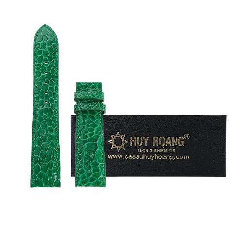 HC8462 - Dây đồng hồ Huy Hoàng da đà điểu size 16, 18, 20 màu xanh lá cây