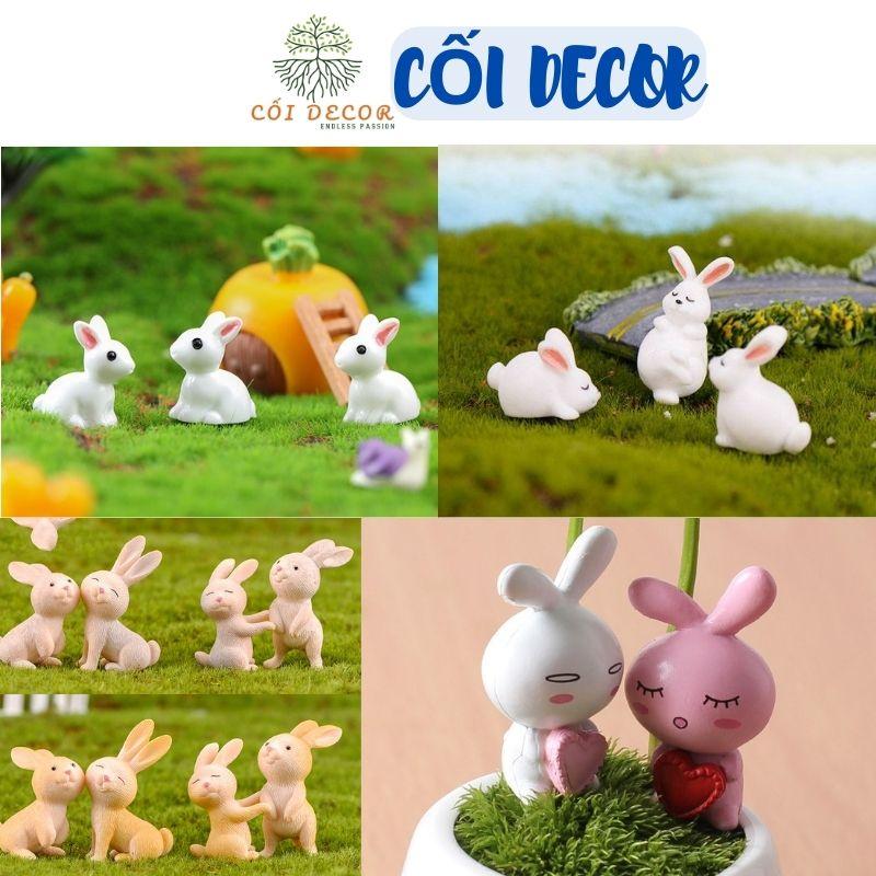 Tiểu cảnh Terrarium ️ Mô hình thỏ trắng tiểu cảnh trang trí sen đá, sân vườn, bể cá, bể terrarium