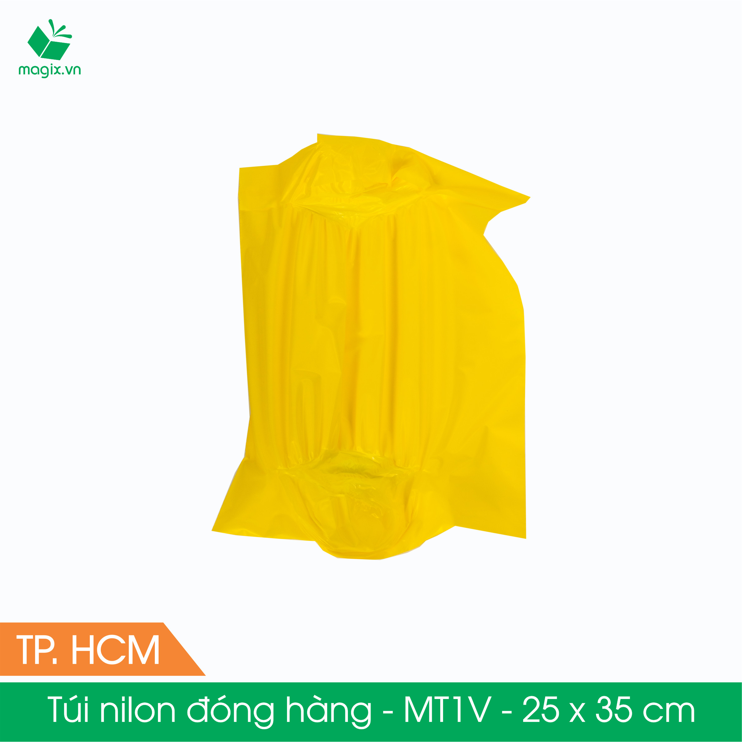 MT1V - 25x35 cm - Túi nilon gói hàng - 300 túi niêm phong đóng hàng màu vàng