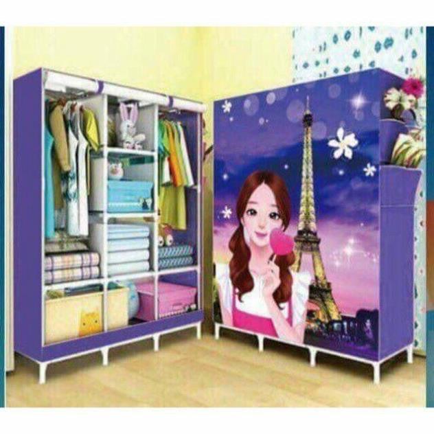 Combo Tủ Vải 3 Buồng 8 Ngăn Cao Cấp và Áo Tủ