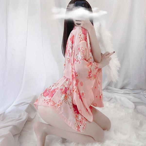 Cosplay Kimono Nhật Bản sexy gợi cảm áo choàng ngủ nữ voan hoa anh đào cao cấp đáng yêu BIKI HOUSE N742 - Ship Hỏa Tốc