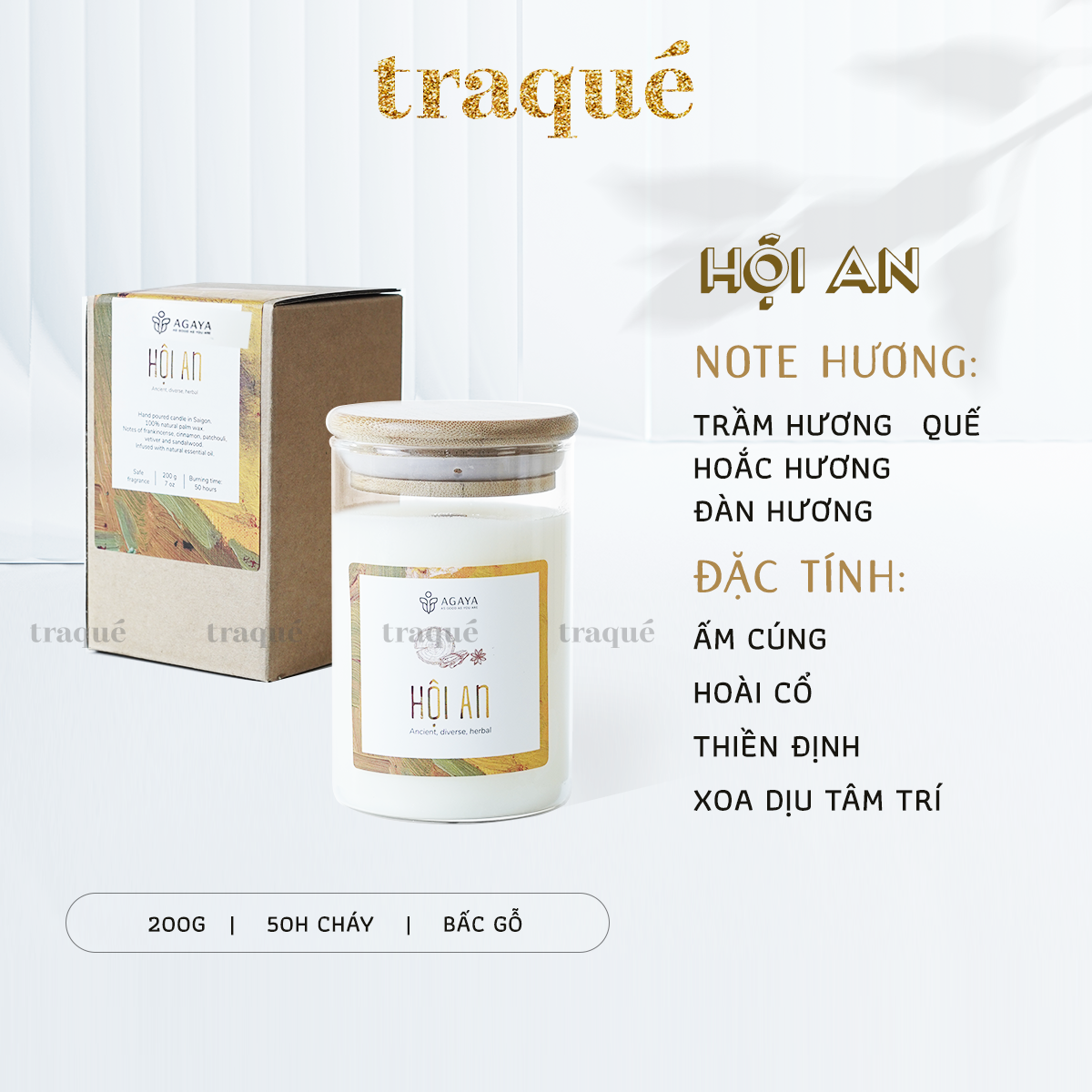 Nến thơm tinh dầu cao cấp không khói an toàn Candle Cup - HỘI AN - M - 200G (CÓ NẮP)