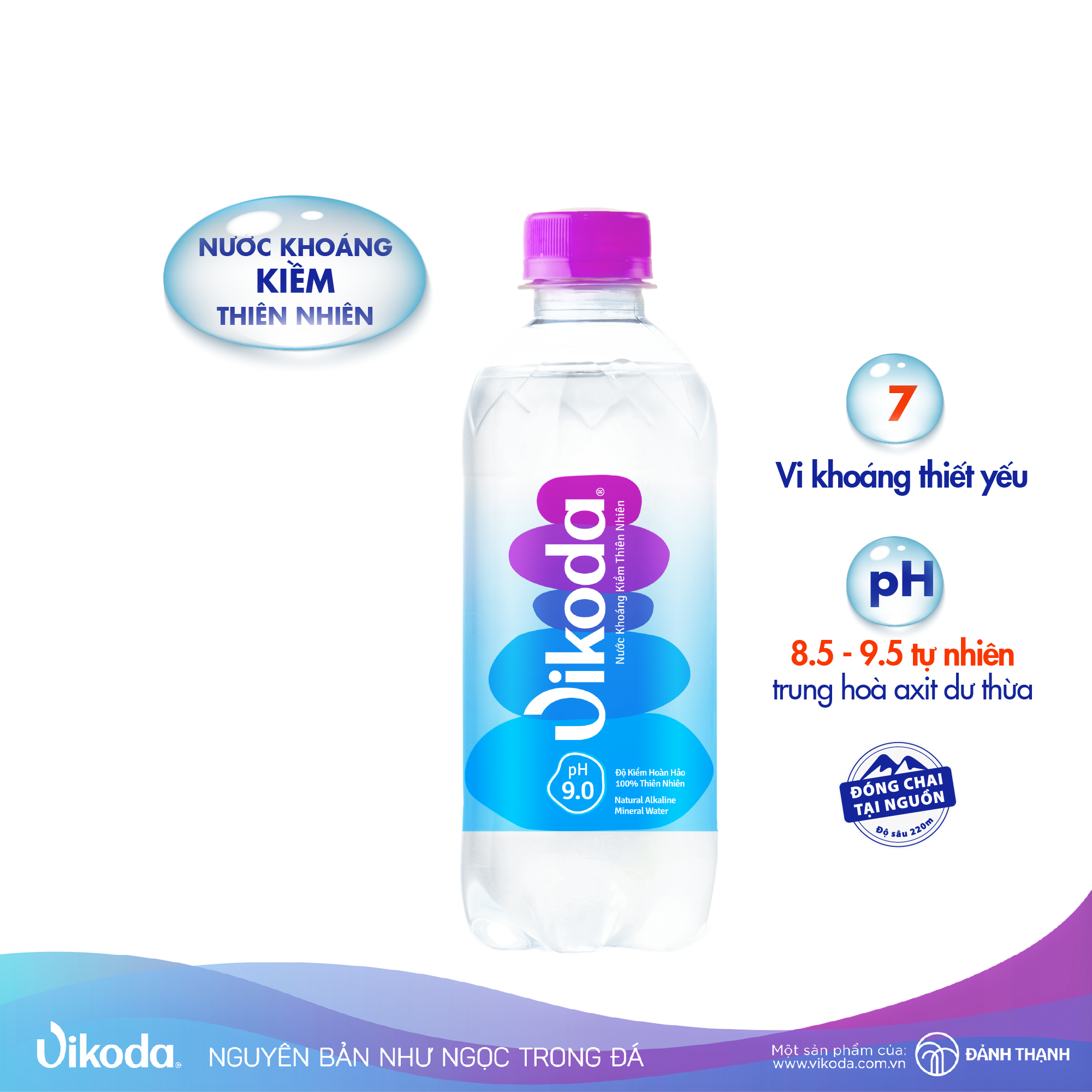 Lốc 6 chai Nước Khoáng Kiềm Thiên Nhiên Vikoda 350ml