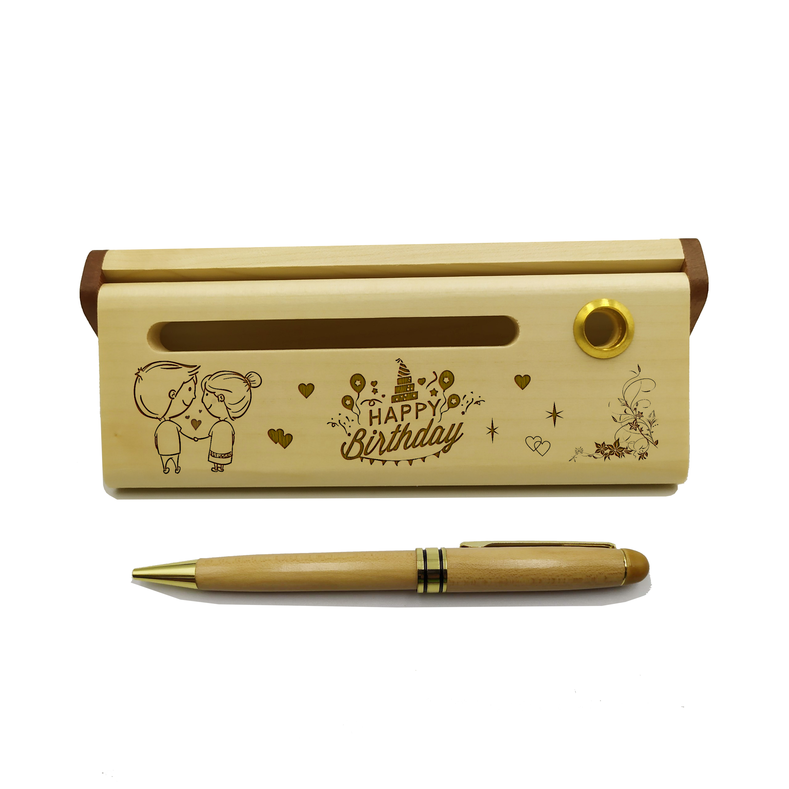 Bộ bút gỗ bi xoay tặng Sinh Nhật