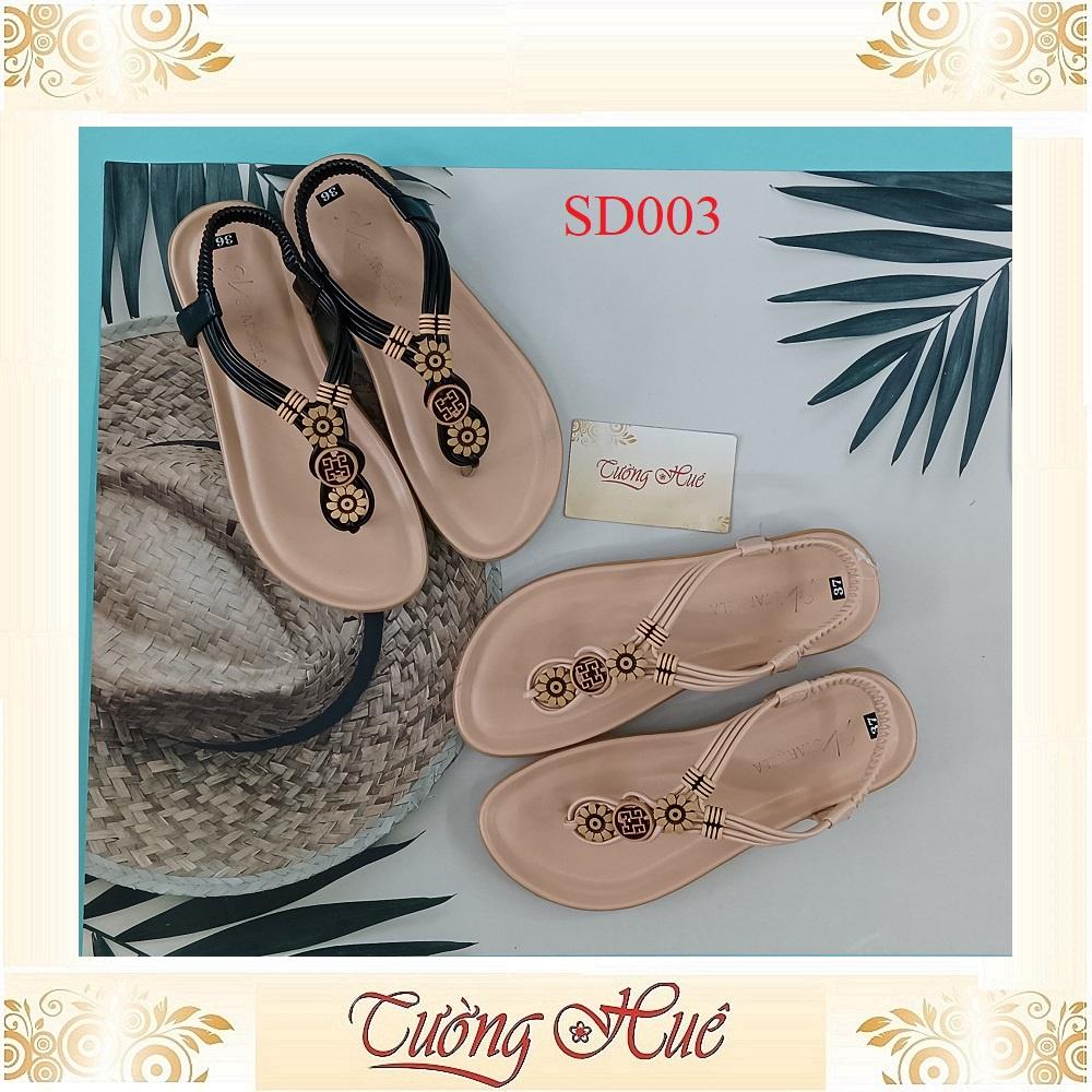 [Ảnh Thật 100%] Sandal Nữ Xỏ Ngón Đế Bệt Quai Hình Hoa - SD003