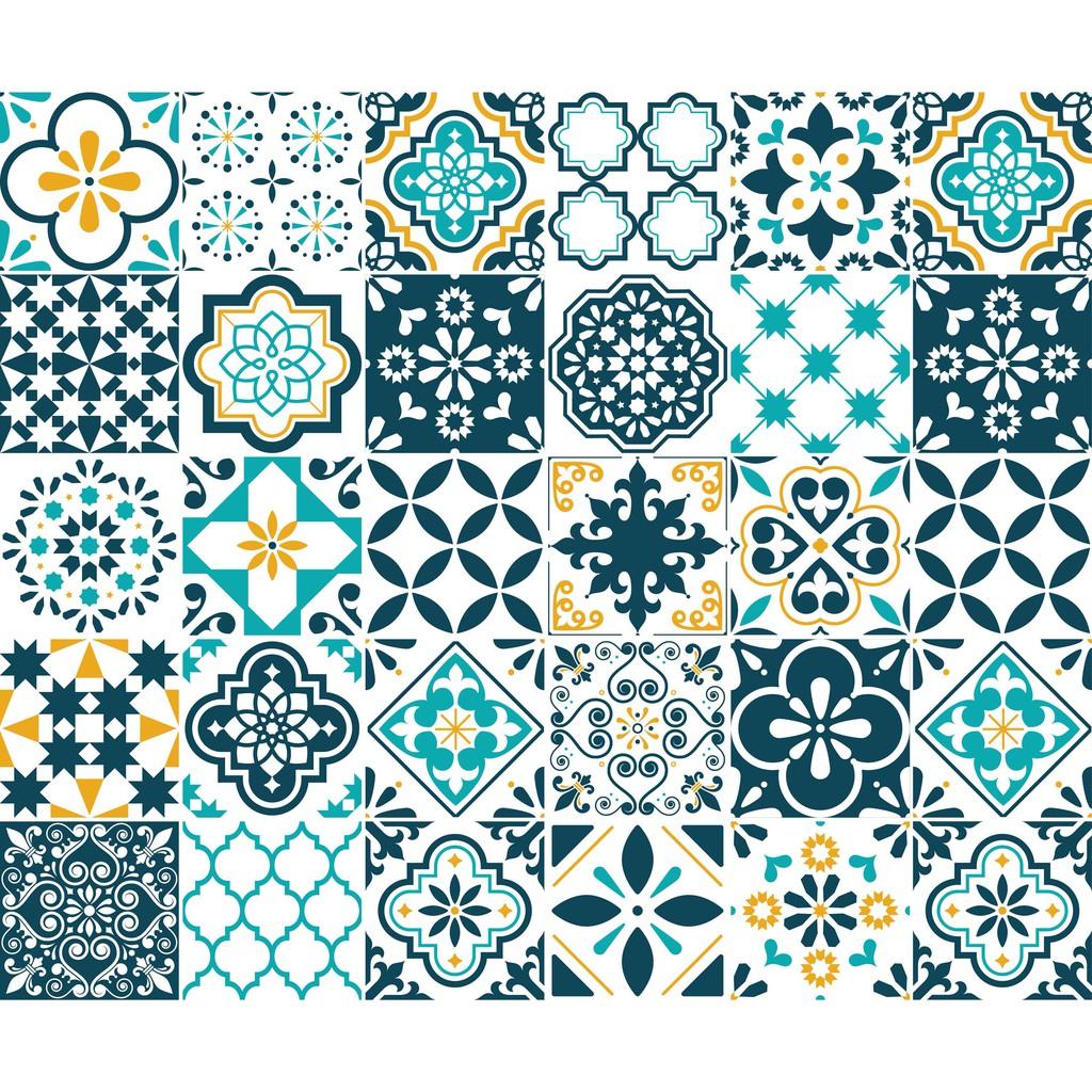 Decal Gạch Bông C29 - Set 30 ô 20x20cm - Decal Dán tường, Dán bếp, Trang trí nhà cửa