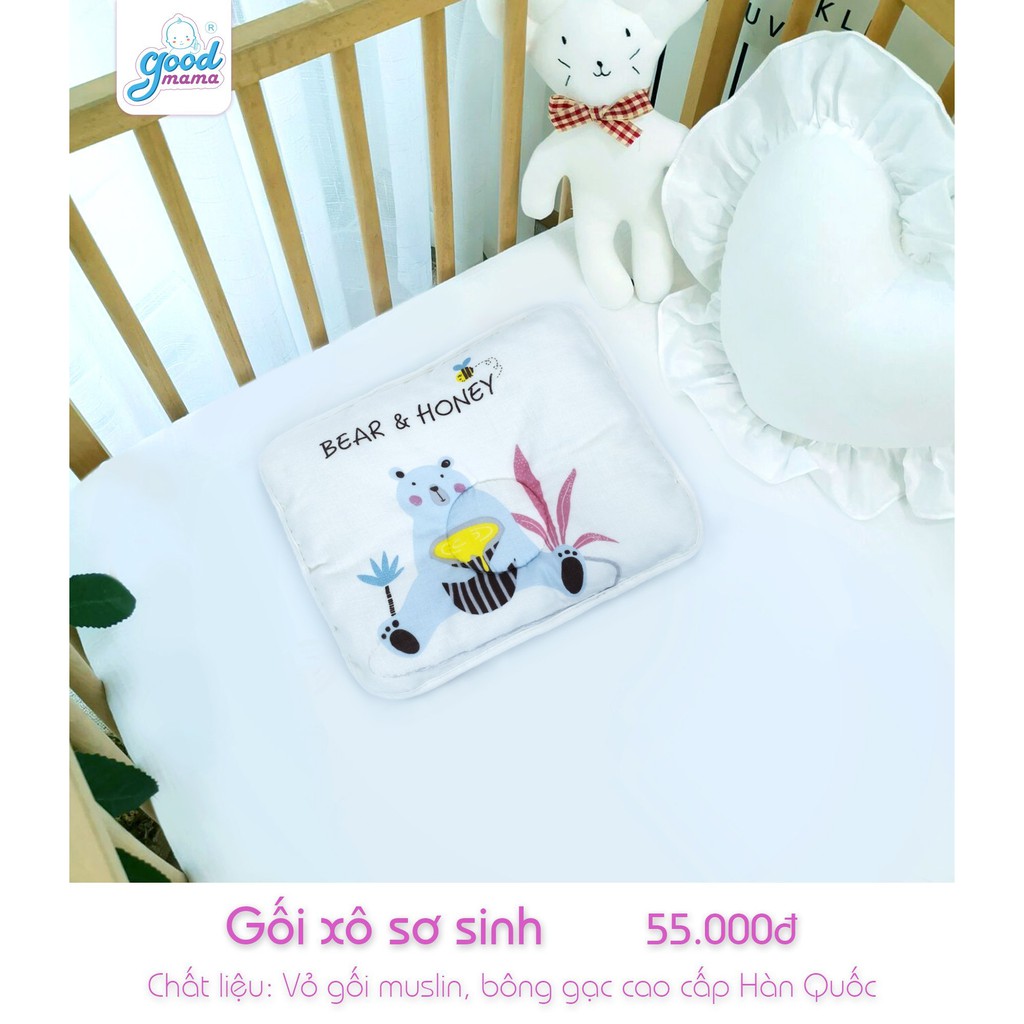 Gối cho bé sơ sinh êm mềm mại, thoáng mát, thấm hút mồ hôi tốt giúp bé ngon giấc