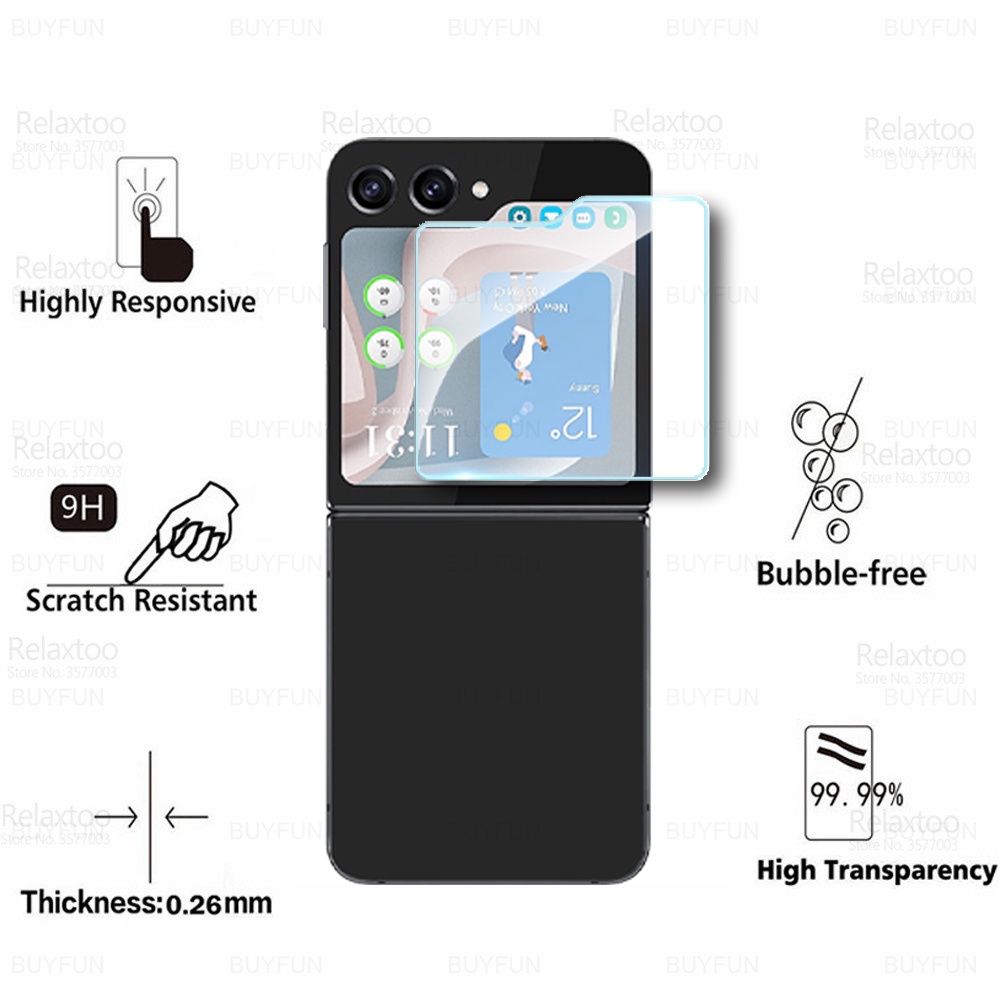 Miếng dán kính cường lực màn hình phụ cho Samsung Galaxy Z Flip 5 full 9D hiệu HOTCASE Kuzoom Protective Glass - mỏng 0.3mm, vát cạnh 2.5D, độ cứng 9H, viền cứng mỏng chống vỡ cạnh - Hàng nhập khẩu