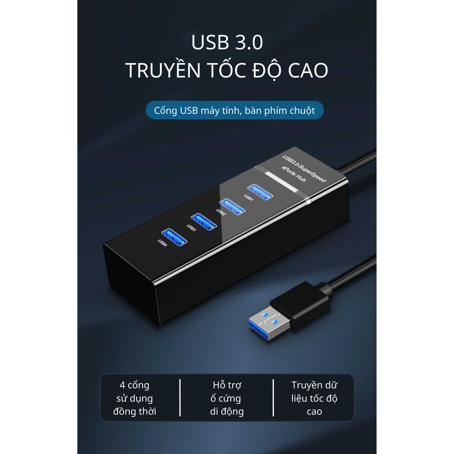 Hub USB 3.0 Chia 4 Cổng - Hàng Chính Hãng Tamayoko