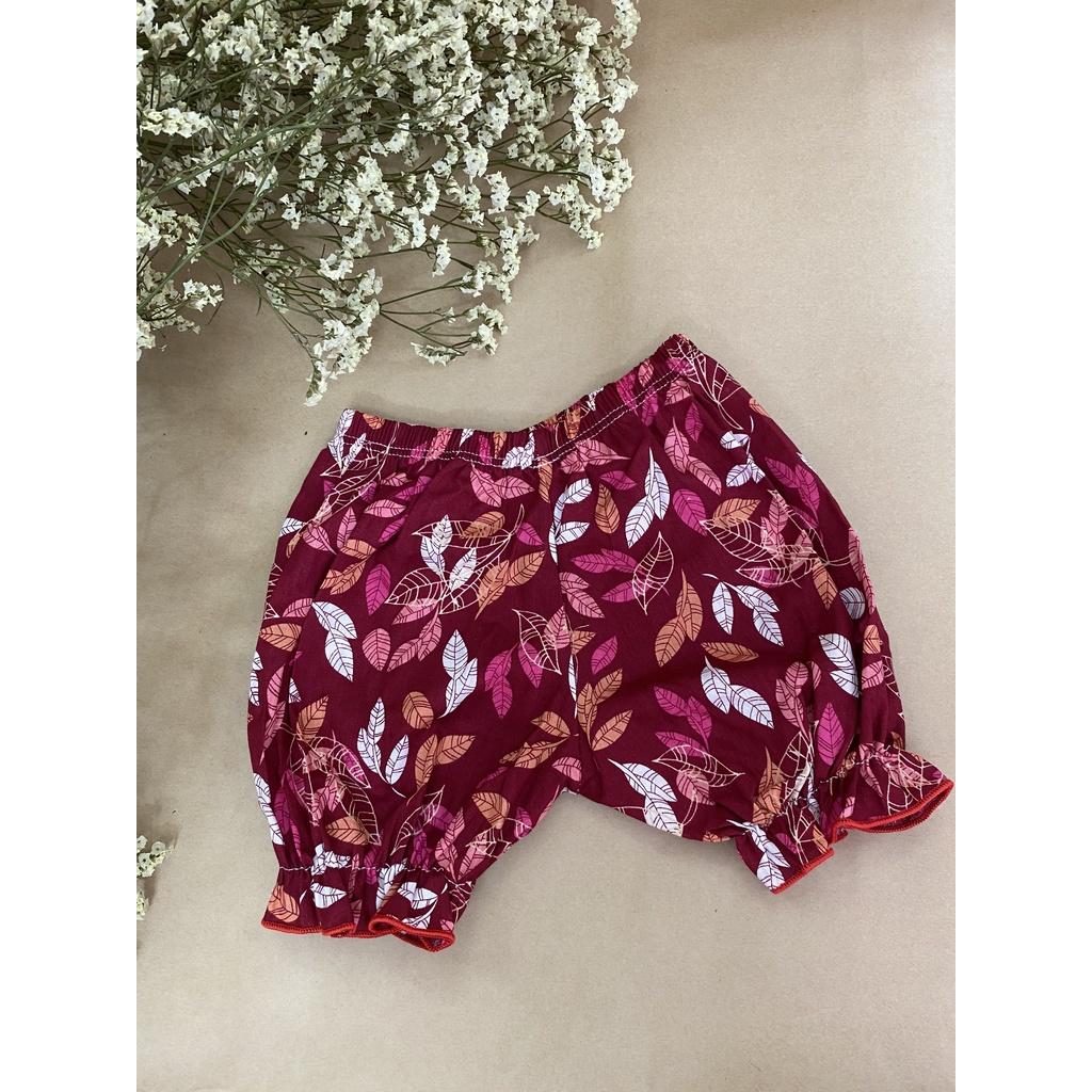 Quần kate bí bé gái Mint Baby, Quần short em bé, Quần ngắn hoạ tiết hoa nhí