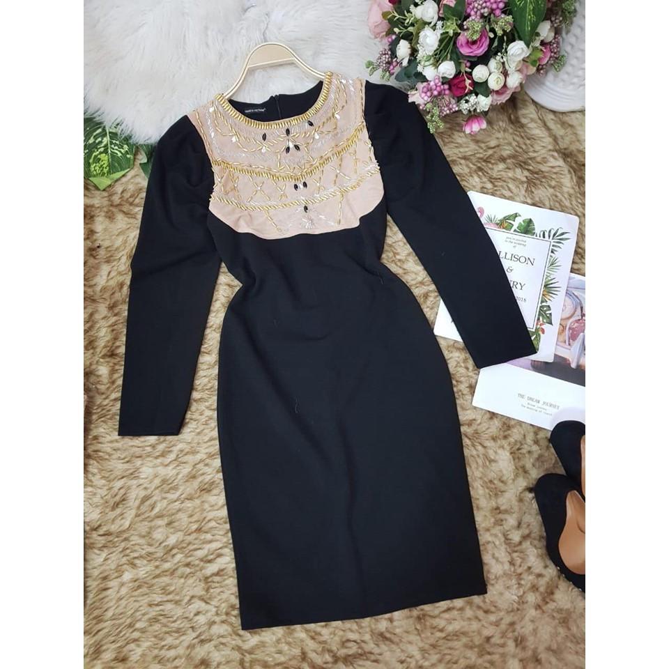 Đầm boddy tay dài phối lưới kết hạt siêu sang chảnh phù hợp đi dự tiệc, đi bar đi chơi đều đẹp (V235)VDVDVDVD