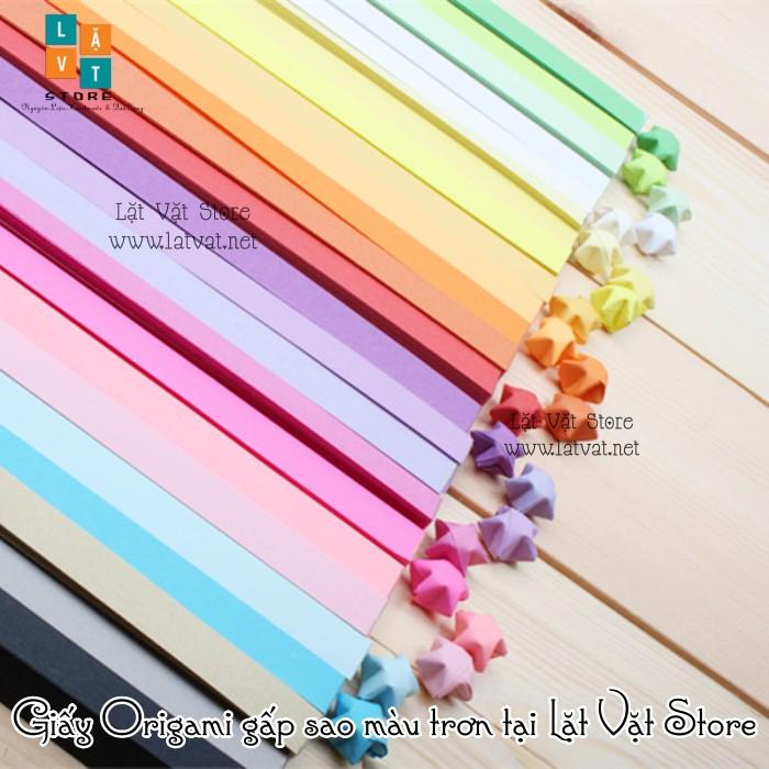 90 tờ giấy gấp sao đơn sắc, màu tuỳ chọn - Origami paper Star - Handmade - Điều ước