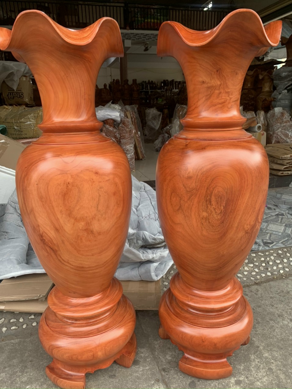 Cặp lục bình phong thủy-cặp lục bình gỗ hương đá nguyên khối cao 1M2-1M4 -1M6-1M8