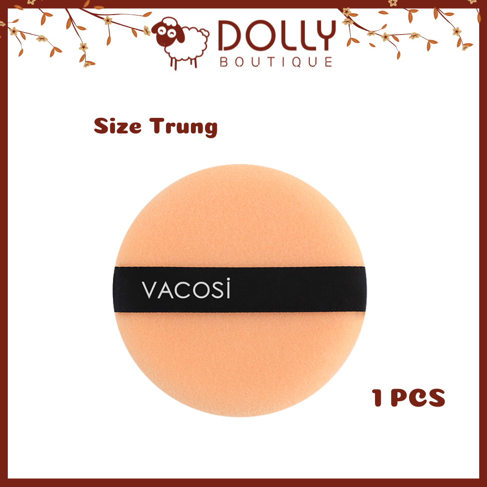 Bông Phấn Khô Tròn, Size Trung Vacosi Medium Round Puff (Bịch 1 Cái) - BP08