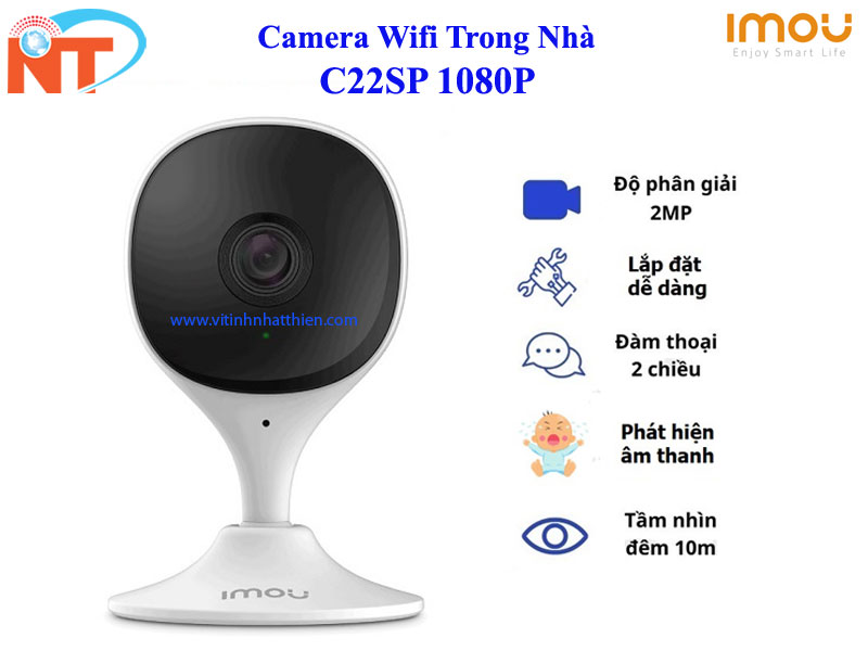 Camera Wifi IMOU C22SP độ phân giải 2 megapixel, đàm thoại 2 chiều - Hàng Chính Hãng