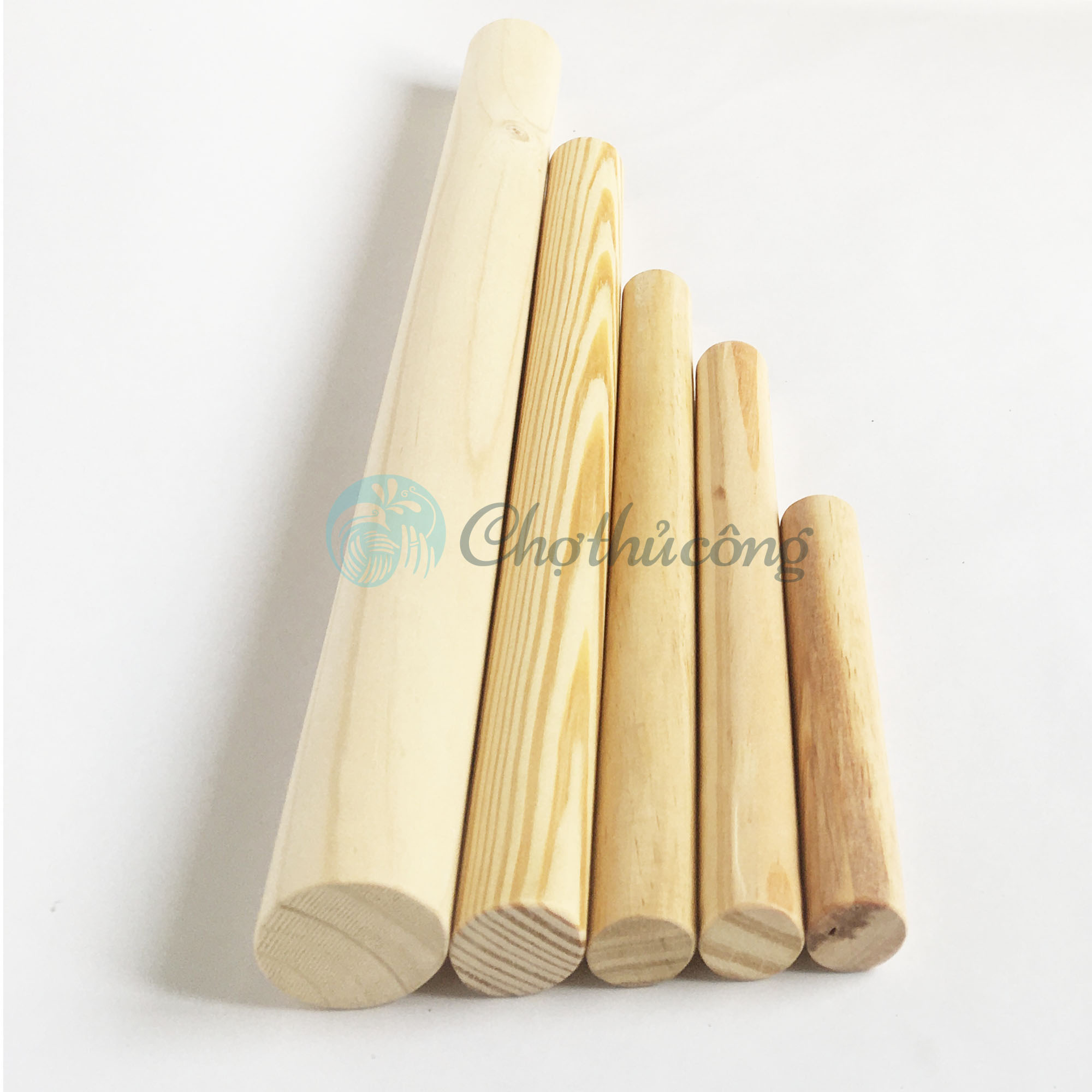 Cây lăn bột bằng gỗ tự nhiên, Cây cán bột - dụng cụ làm bánh / Cây lăn đất sét - dụng cụ đất sét, làm gốm