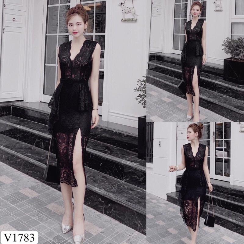 Váy ren xẻ đùi DVC