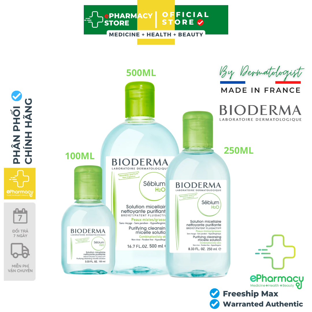 Tẩy Trang BIODERMA Sébium H2O Micellar Water Makeup Remover cho da dầu mụn nhạy cảm