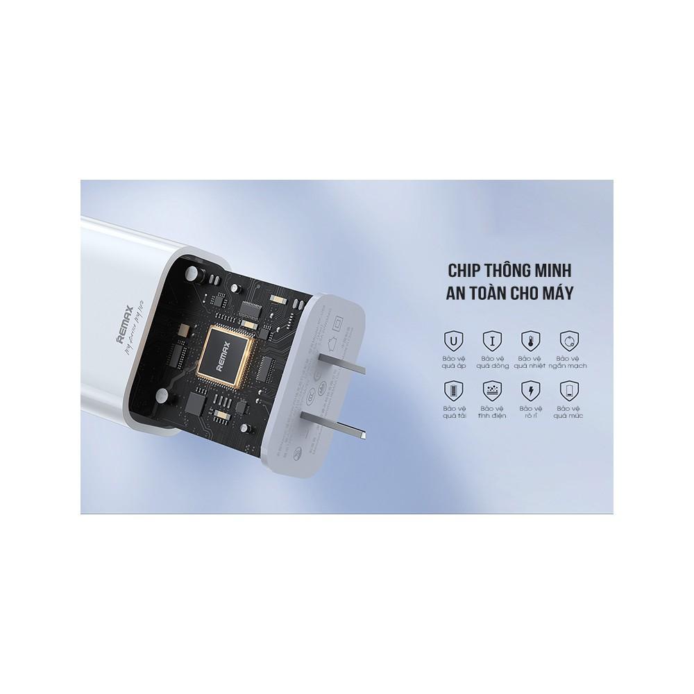 Củ sạc nhanh Type C PD 20W siêu nhanh Remax RP-U68 cho iphone 12 có IC bảo vệ quá dòng quá áp - Hàng Chính Hãng