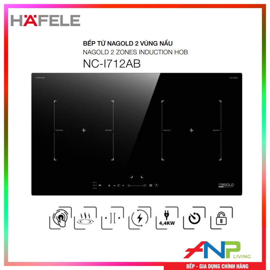 Bếp Từ Hafele Nagold NC-I712AB (2 Vùng Nấu - Điều Khiển Cảm Ứng Trượt - Công Nghệ Inverter Tiết Kiệm Điện) - Hàng Chính Hãng