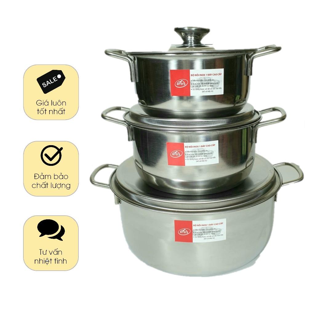 BỘ 3 NỒI HT COOK, SKY START INOX 430 CAO CẤP