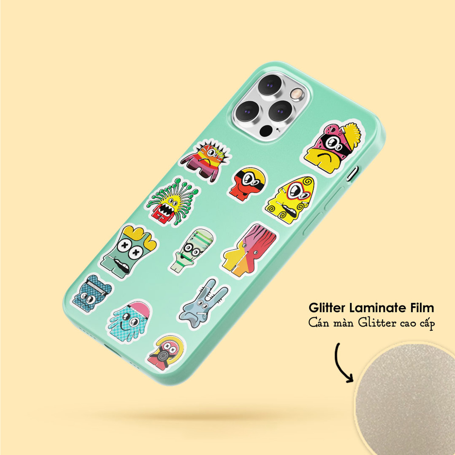 Vol.6 Monsters - Little Sticker Sheet A6 hình dán cán màn lấp lánh cao cấp - Sticker Factory