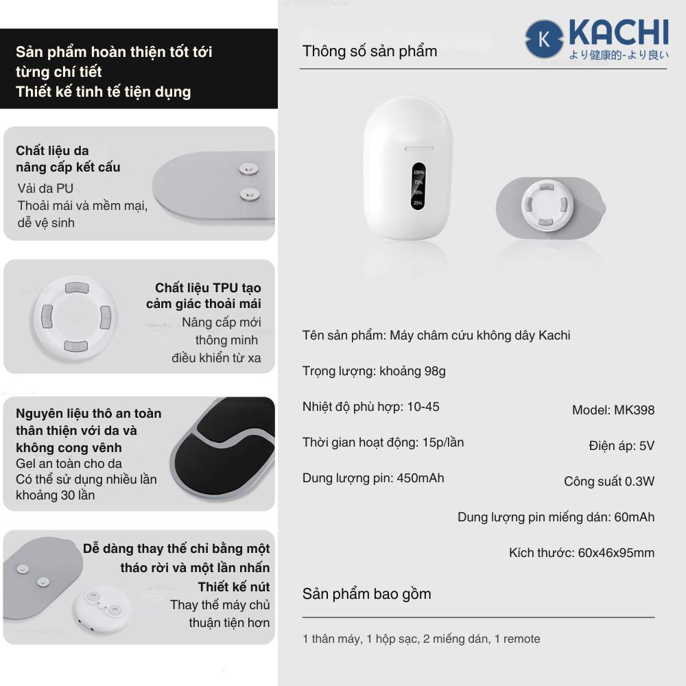 Máy Châm Cứu Xung Điện Không Dây Kachi MK398 – Hàng chính hãng