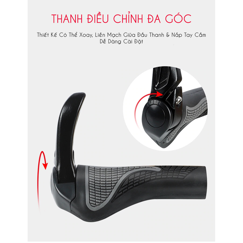 Bộ 2 Bọc Cầm Tay Lái Xe Đạp Cao Su Chống Trơn Trượt (phi 2.2 cm) Dễ Dàng Lắp Đặt Cho Xe Đạp Địa Hình Mai Lee