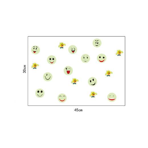 Decal trang trí tường biểu tượng mặt cười dạ quang