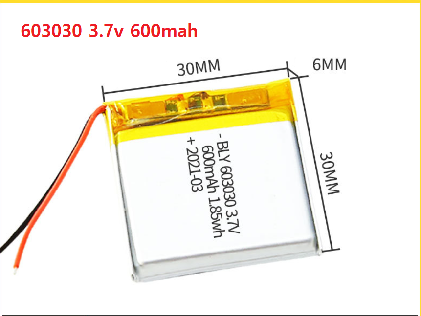 Pin sạc Lithium LiPo 1s 3.7V 600mah 603030 Cho tai nghe,loa Mp3 MP4 MP5 GPS PSP Bluetooth